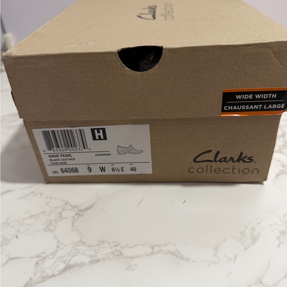 NIB Clarks Angie Pearl Black Leather Slip-On Shoe -- 9W - Picture 10 of 10